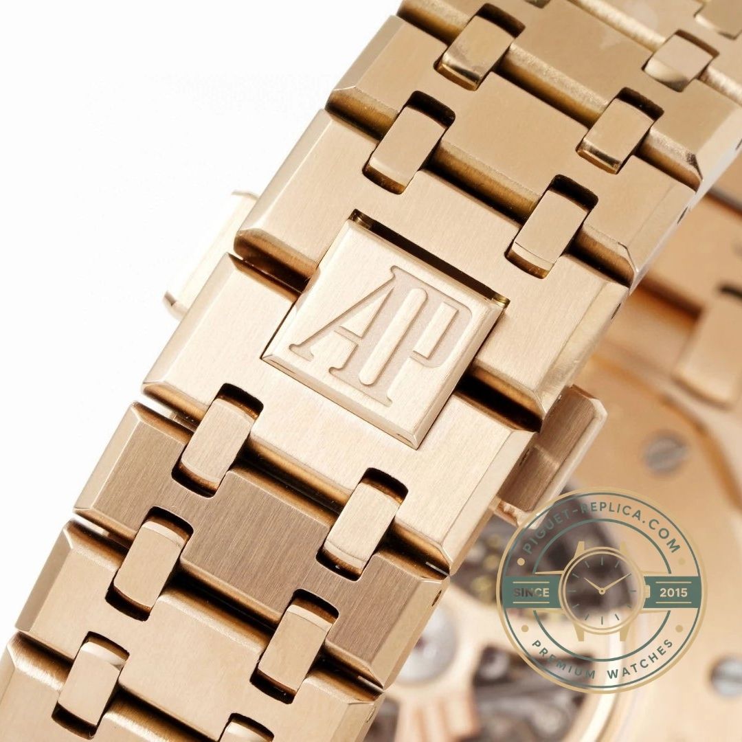 Audemars Piguet Royal Oak skeleton replica 15407OR rose gold dial details