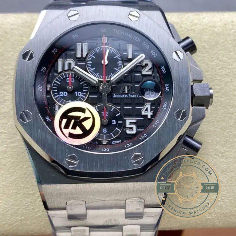 Super clone AP Royal Oak Offshore 26470ST with a stainless steel case and black subdial chronograph