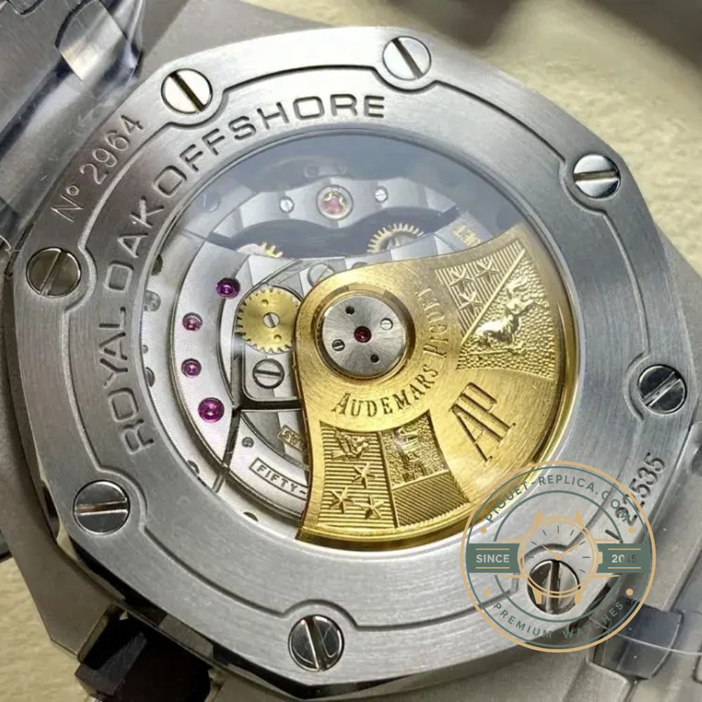 AP Royal Oak Offshore replica with black subdials, stainless steel bezel and automatic chronograph