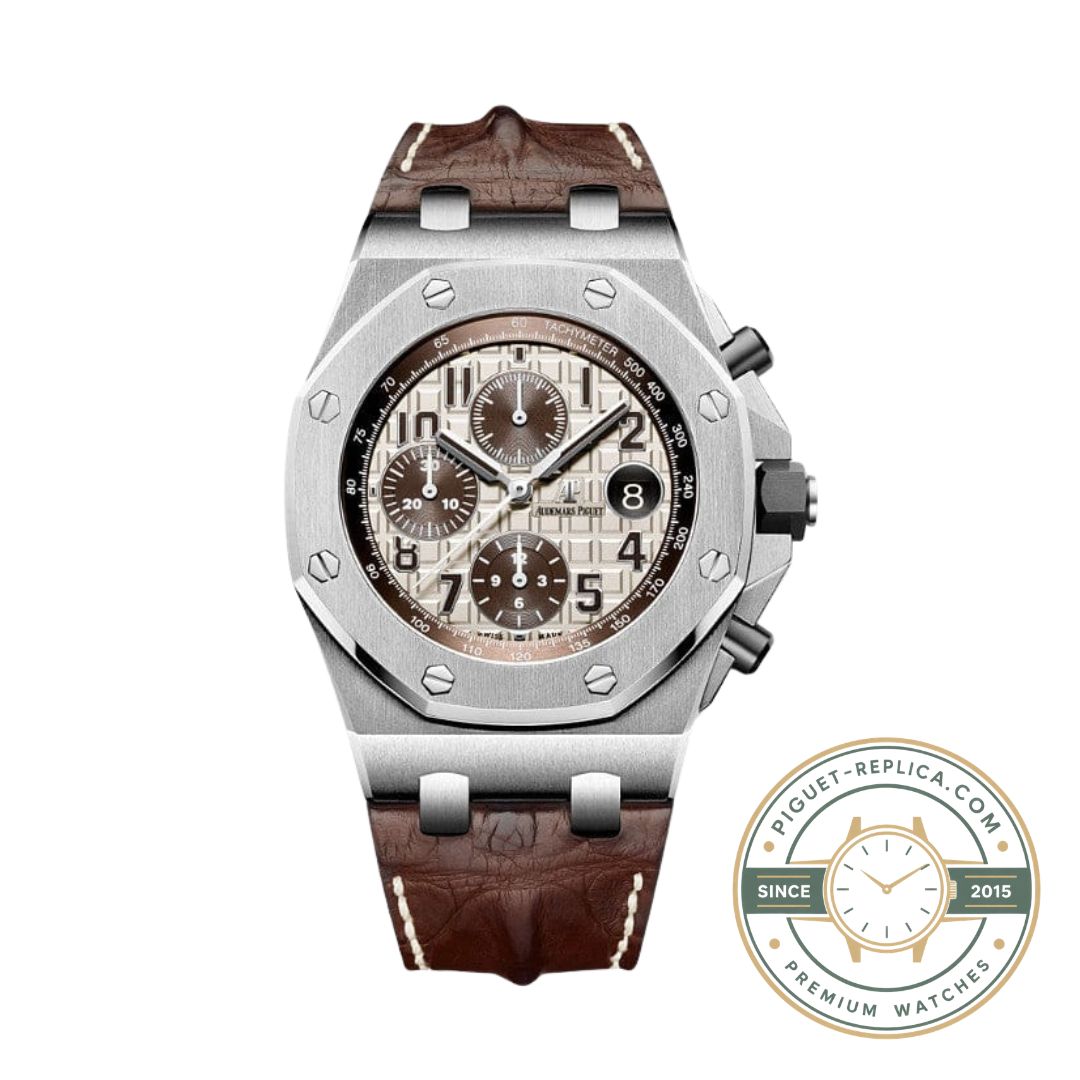 Audemars Piguet Royal Oak Offshore 26470ST 42mm with a dark blue dial and leather strap