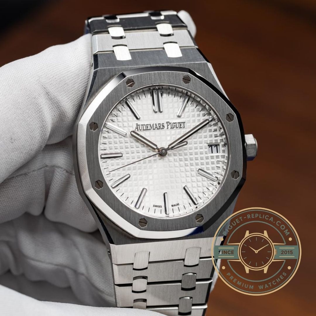 Audemars Piguet Royal Oak 15510ST white dial replica watch with steel bracelet, premium Audemars Piguet replica