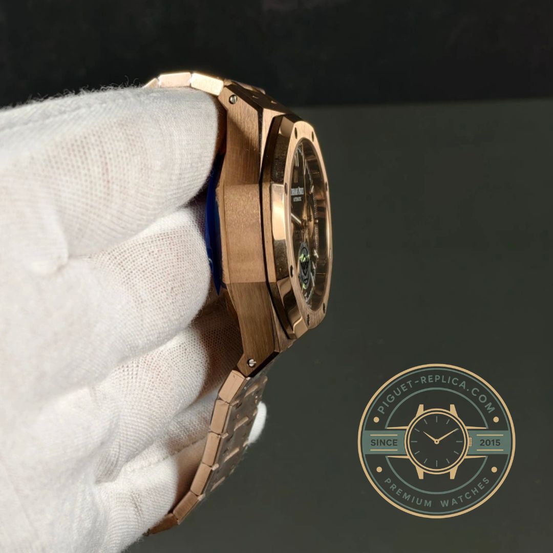 Replica Audemars Piguet Royal Oak 26240 with brown Grande Tapisserie dial and chronograph subdials