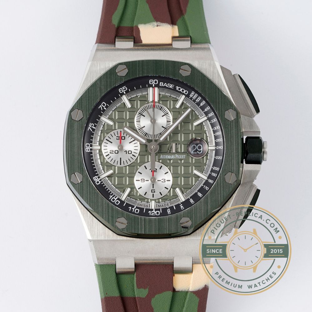 AP Royal Oak Offshore replica green dial watch inspired by the iconic Audemars Piguet design