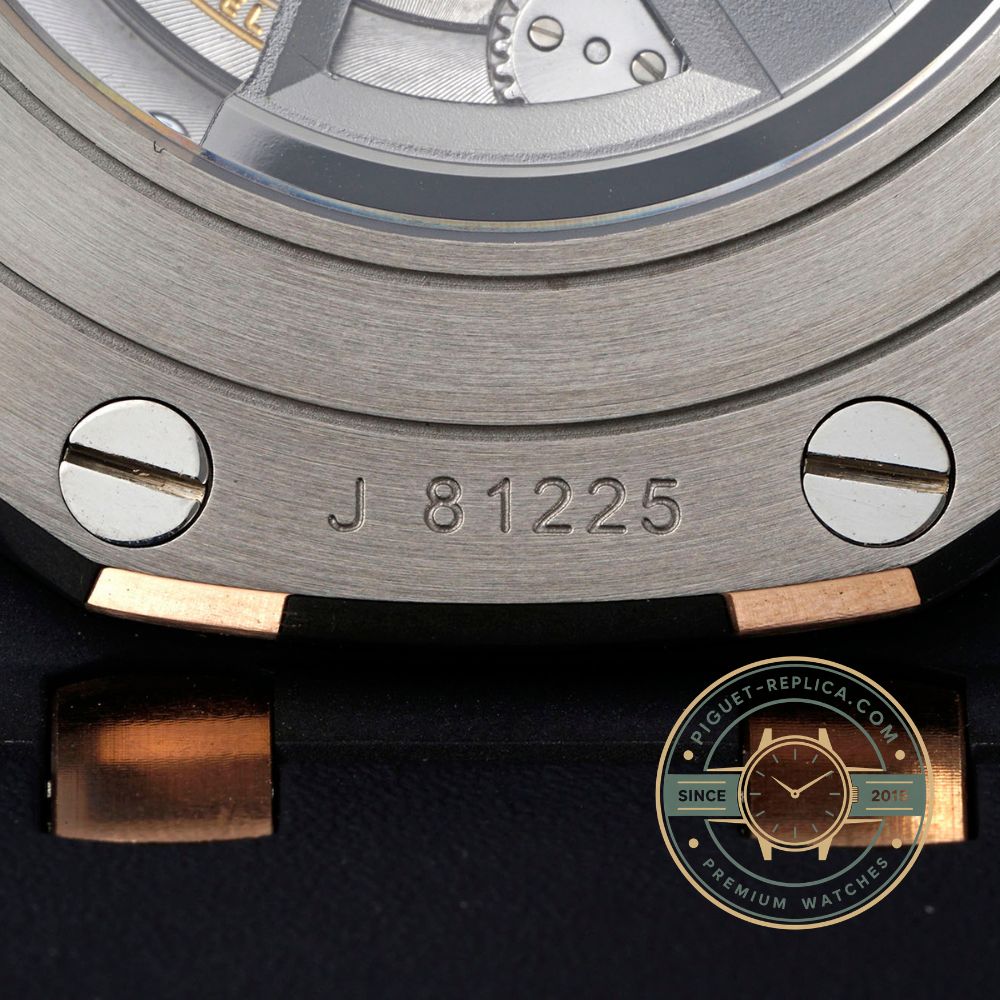 Audemars Piguet replica watch with a grey dial, sapphire crystal and black rubber bracelet