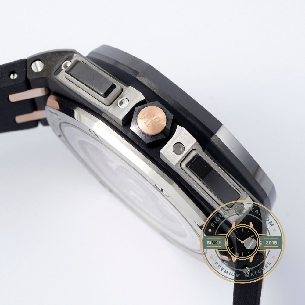 Audemars Piguet high quality replica 26415CE with a grey dial, sapphire crystal and black rubber strap