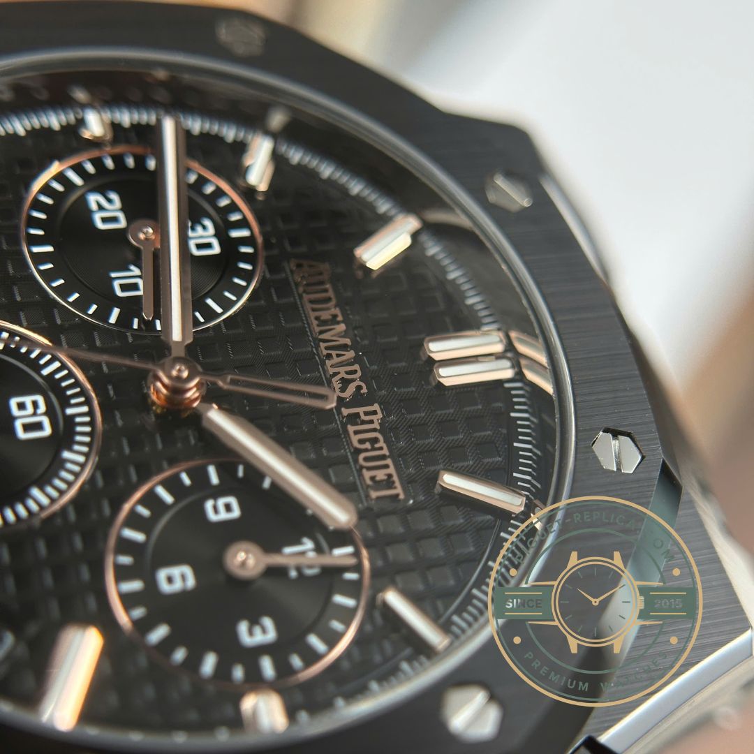 AP Royal Oak replica 26240CE featuring a black ceramic case and octagonal bezel