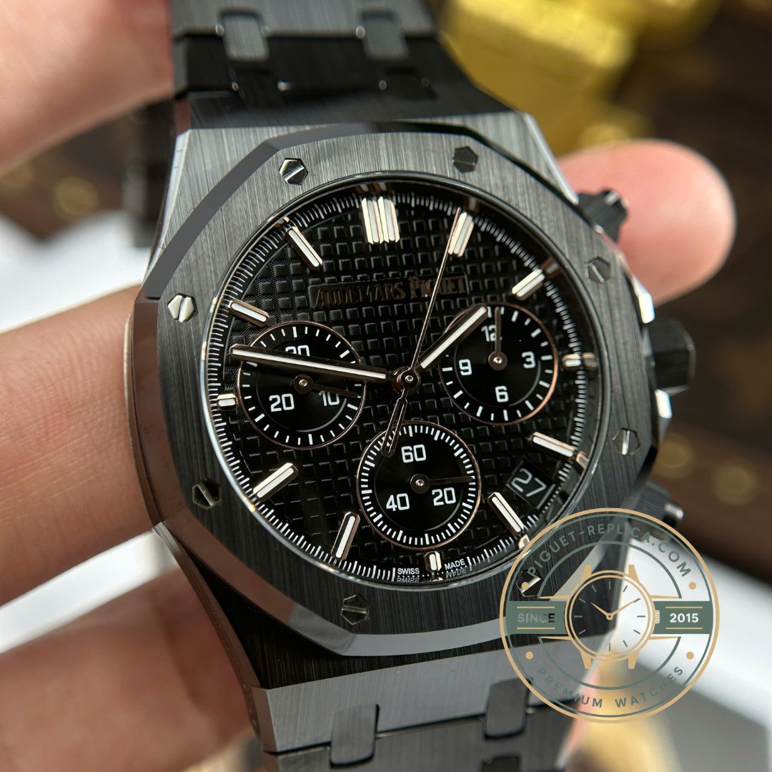 Replica Audemars Piguet 26240CE with blue Grande Tapisserie dial and chronograph subdials