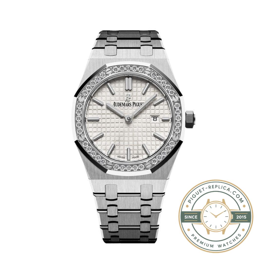 AP watch iced out replica style with diamond bezel inspired Royal Oak design
