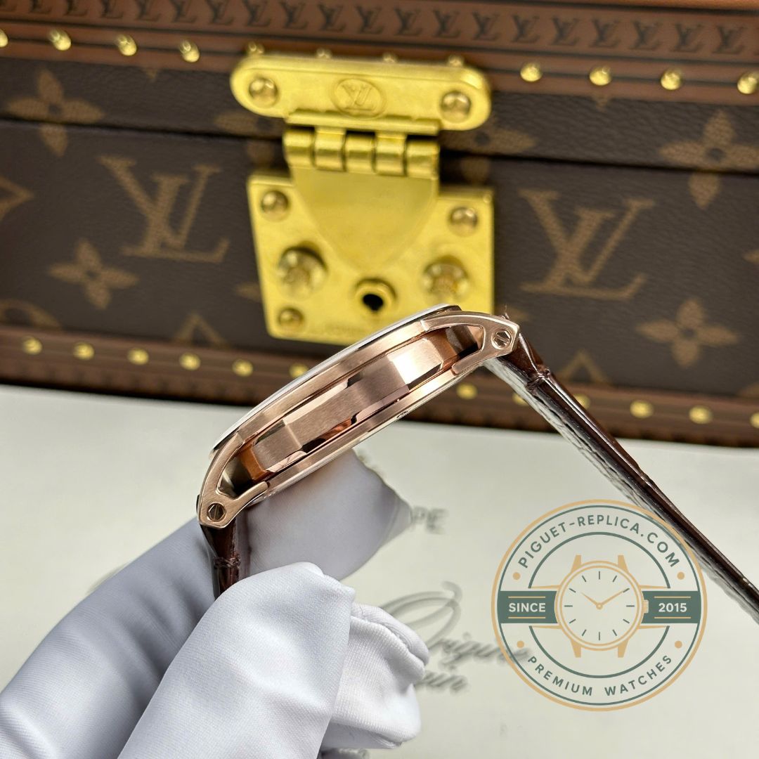 Audemars Piguet replica watch close-up showing detailed case and dial finishing