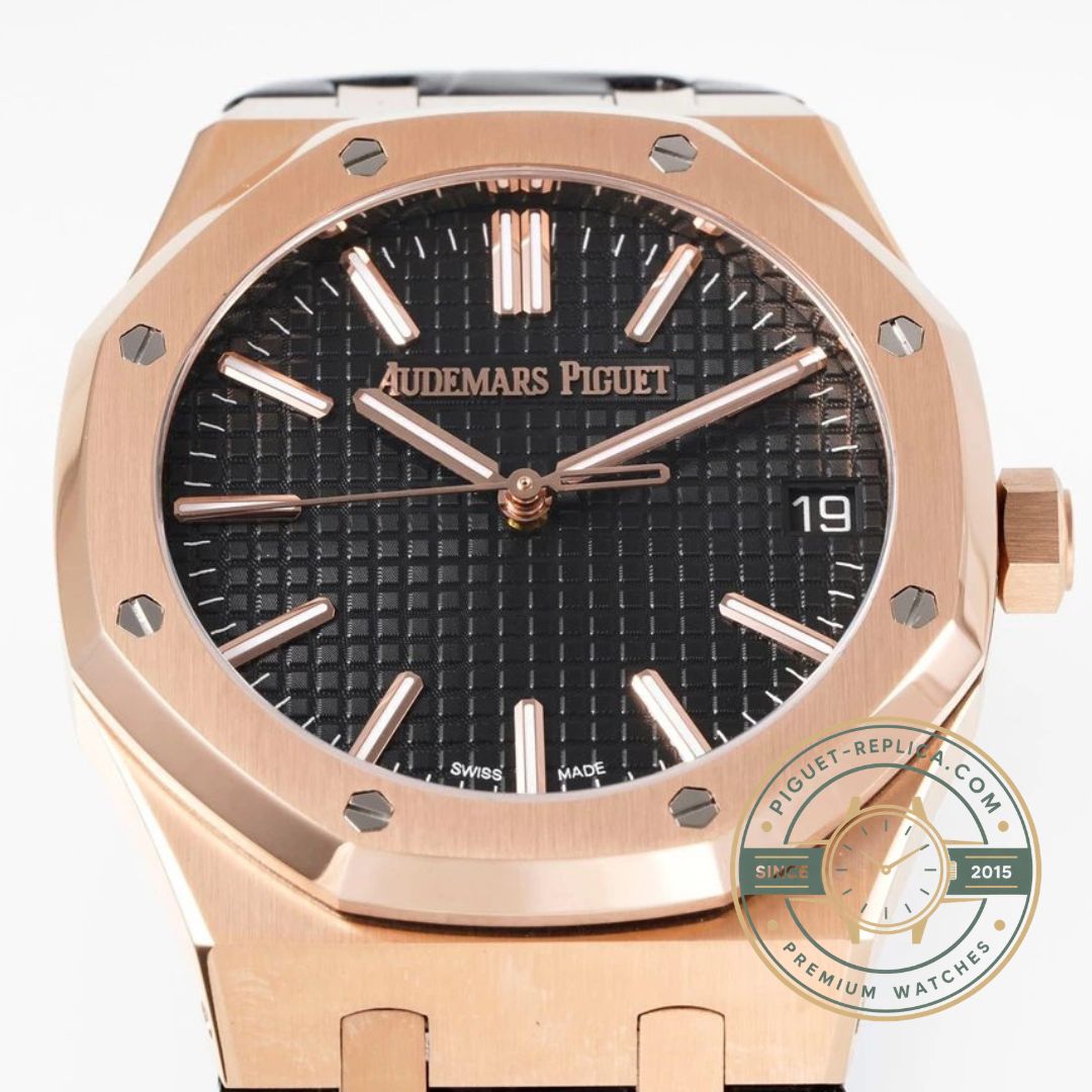Audemars Piguet Royal Oak 15510OR dial texture close-up with detailed Royal Oak pattern
