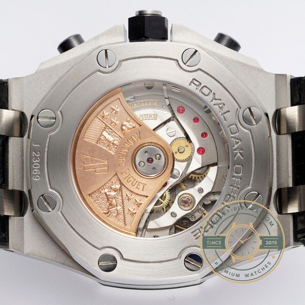 Audemars Piguet super clone Offshore chronograph with a dark blue dial and brown leather strap