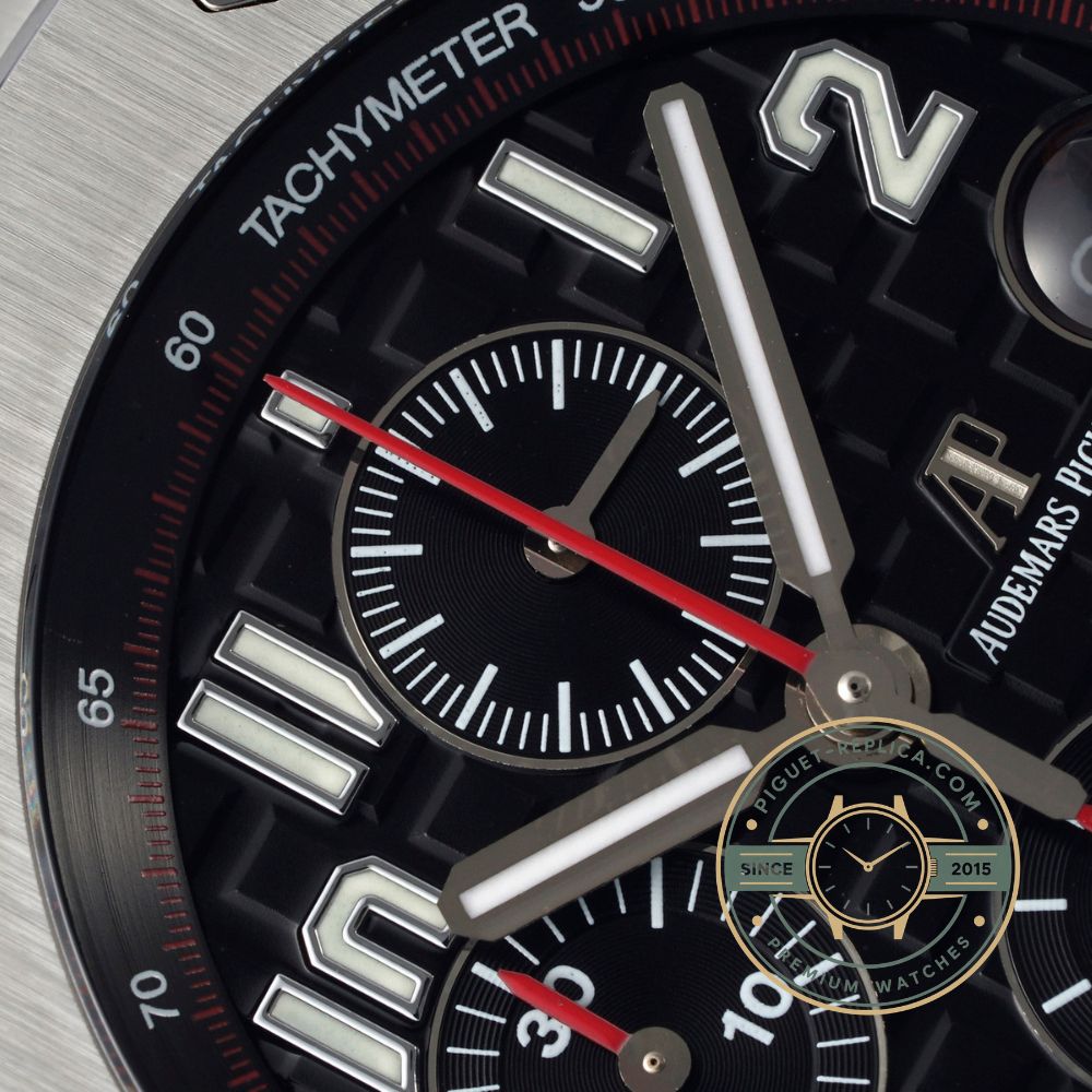 Replica AP Royal Oak Offshore 26470ST with a brown crocodile leather strap and stainless steel case