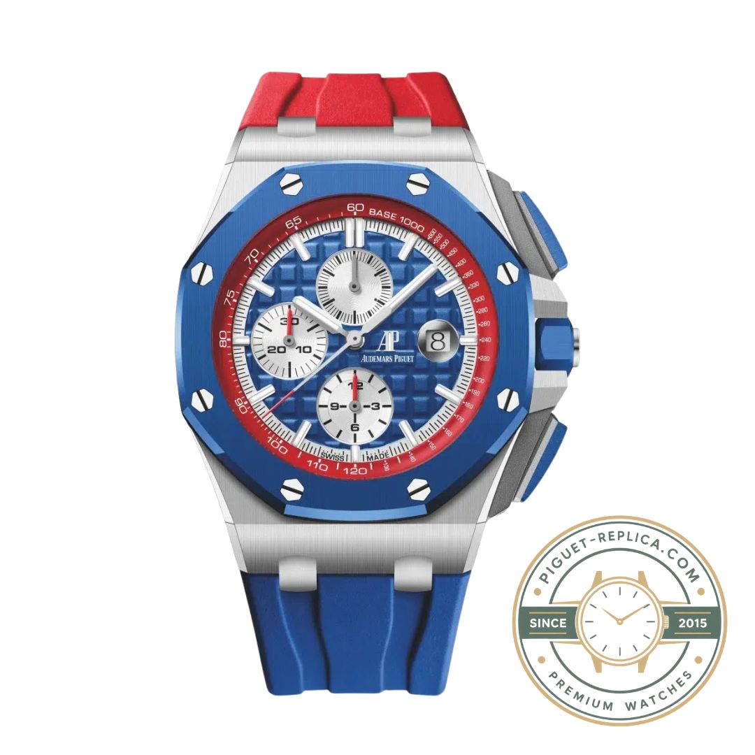 AP watch replica Royal Oak Offshore with blue rubber strap and steel case