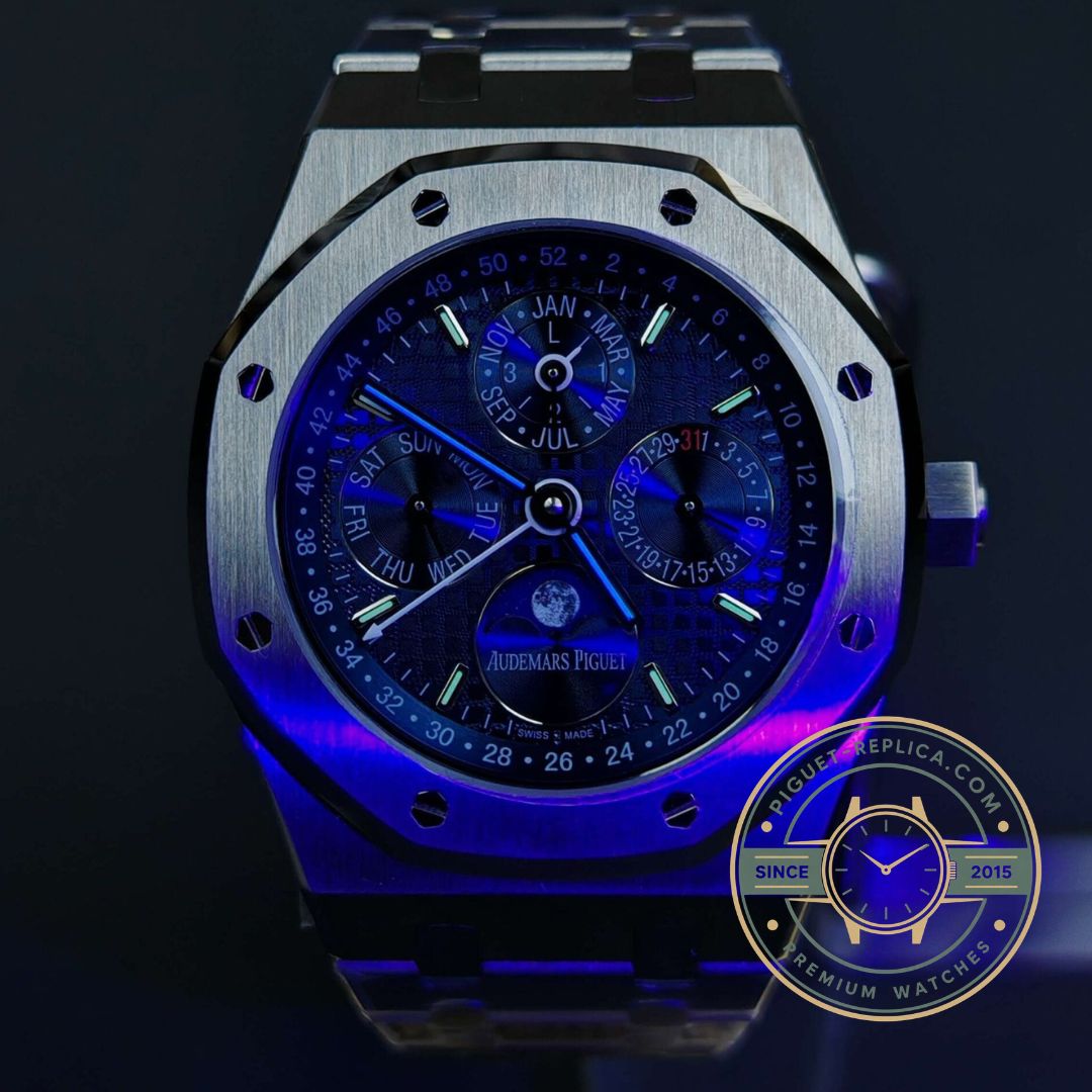 Audemars Piguet Royal Oak 26574ST.OO.1220ST.03 blue Tapisserie dial with perpetual calendar indicators
