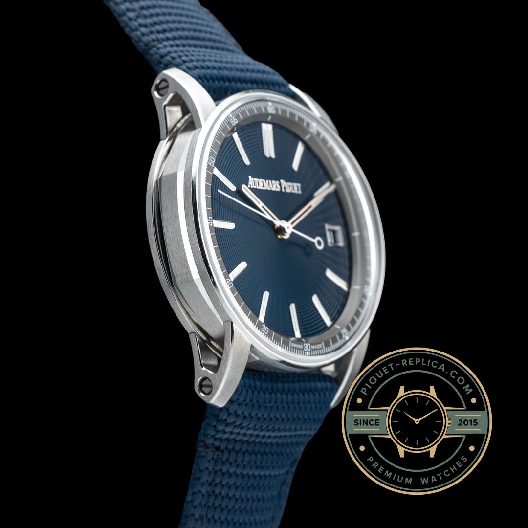Replica Audemars Piguet CODE 11.59 15210ST blue dial watch with Swiss replica quality and automatic movement