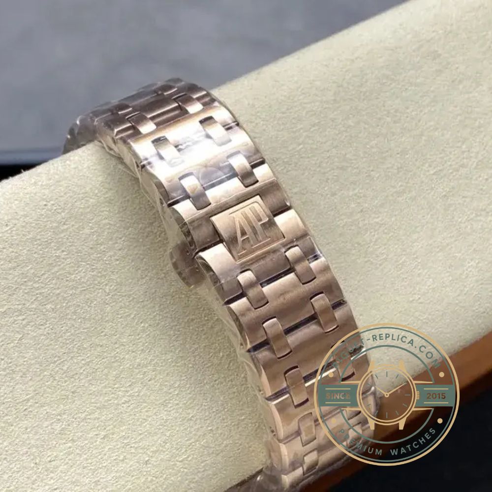 Super clone AP Royal Oak Offshore style watch with a 44mm rose gold case and brown textured dial