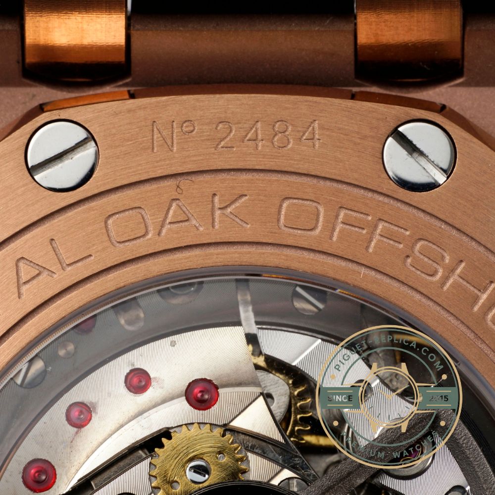 Royal Oak Offshore replica AP watch featuring black Mega Tapisserie dial and luxury sports design