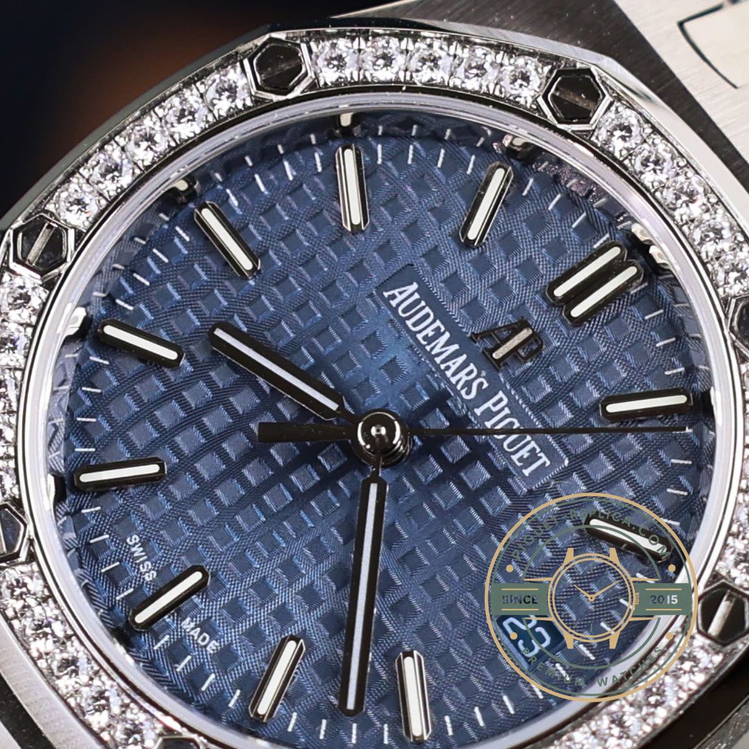Budget luxury replica Audemars Piguet Royal Oak blue dial 67651IP 33mm watch