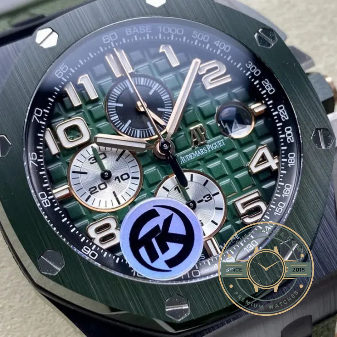 Audemars Piguet Royal Oak Offshore replica AP watch with forest green dial and ceramic case