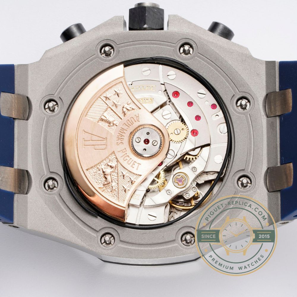 Royal Oak Offshore replica 26470ST featuring a 42mm steel case, automatic chronograph and date display