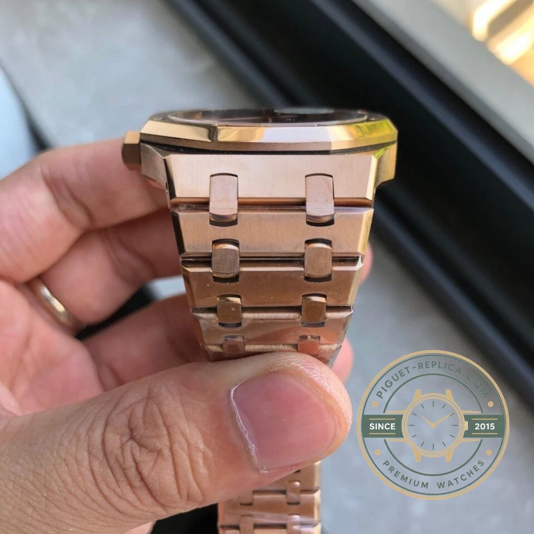 Audemars Piguet 15500OR rose gold steel bracelet replica watch with sapphire crystal