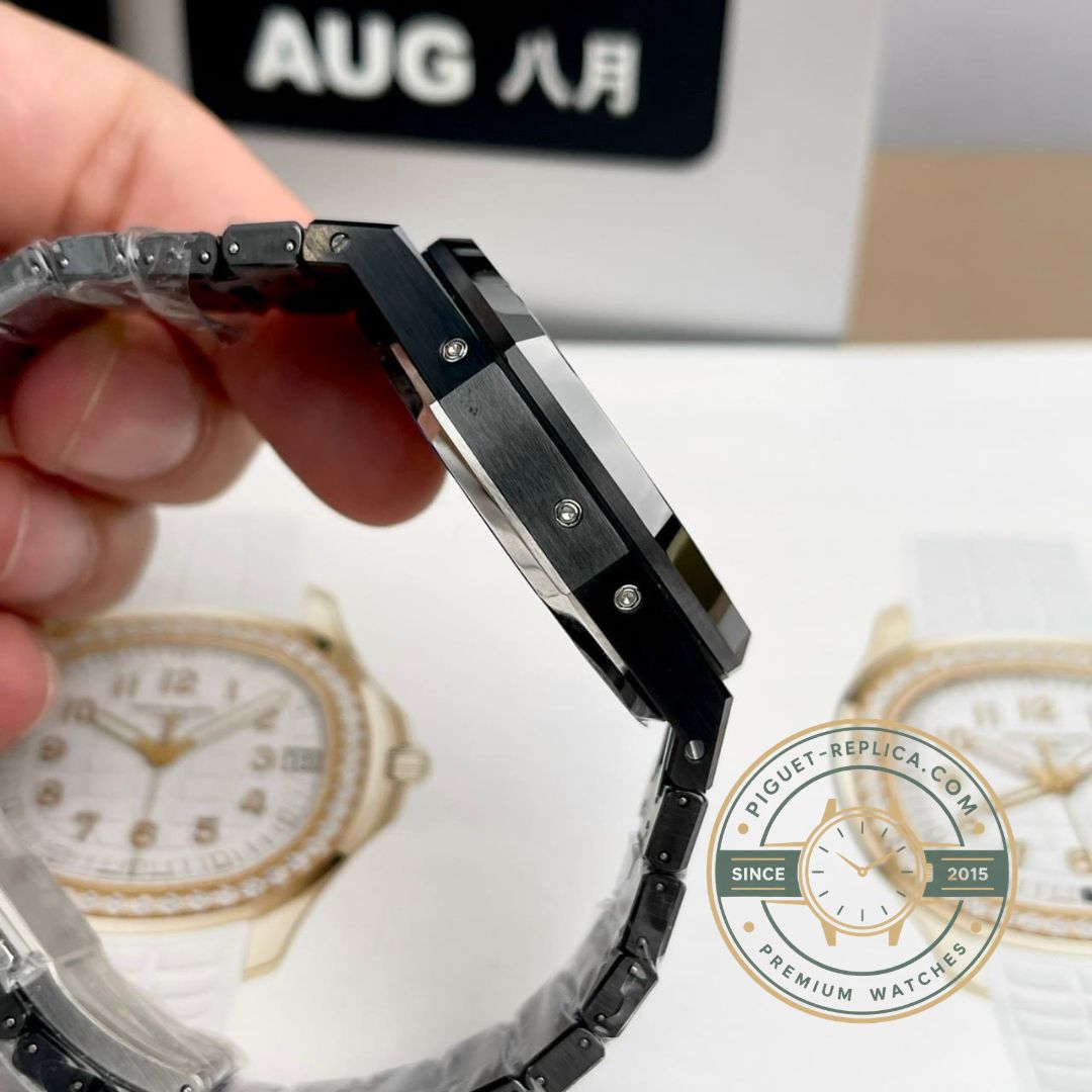 Audemars Piguet replica 26579CE back case with detailed finishing and movement view