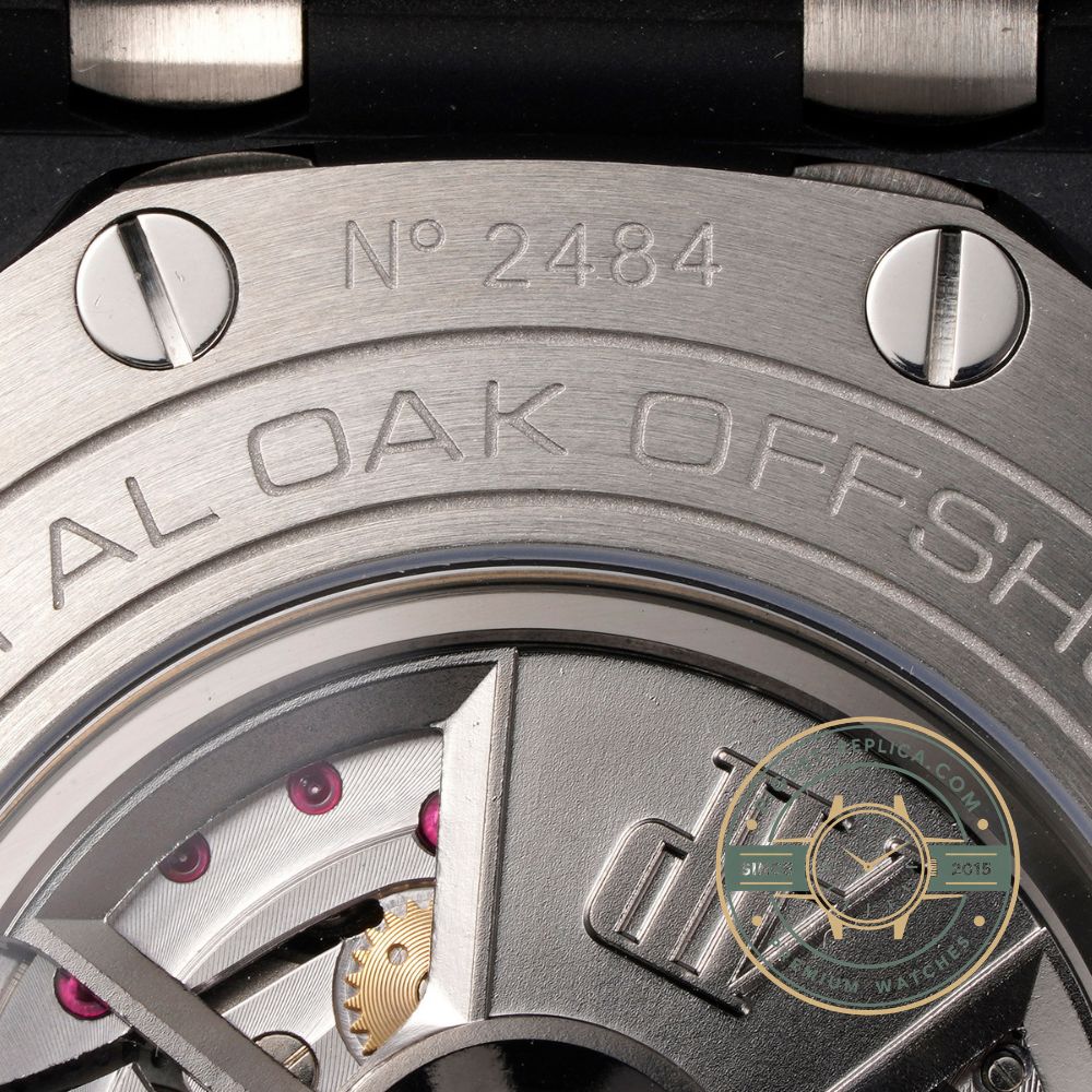 AP Royal Oak clone style watch with a 44mm ceramic case, dark grey dial and silver subdials