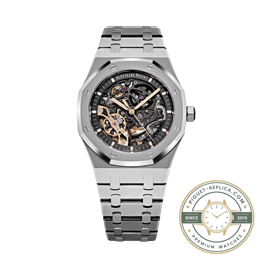 Audemars Piguet Royal Oak skeleton replica watch with detailed openworked dial