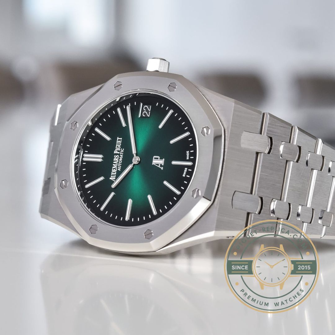 Super Clone Audemars Piguet Royal Oak 15202PT.OO.1240PT.01 smoked green dial replica watch