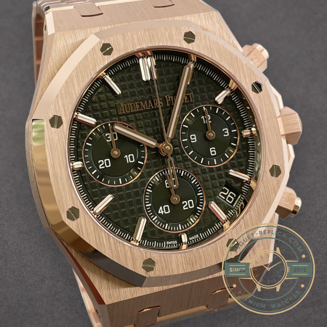 Replica AP Royal Oak 26240OR 41mm watch with black Grande Tapisserie dial