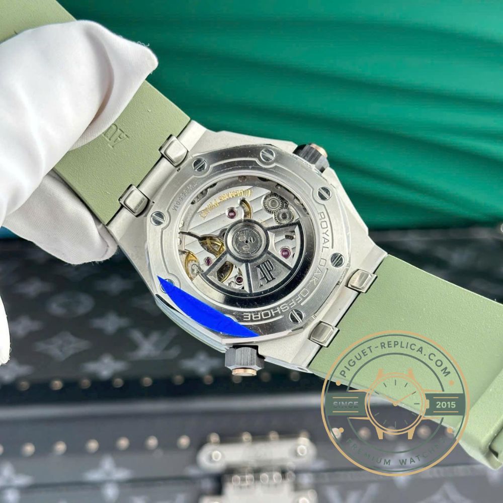 Audemars Piguet Royal Oak Offshore replica 15720ST with khaki green dial and luxury AP watch design