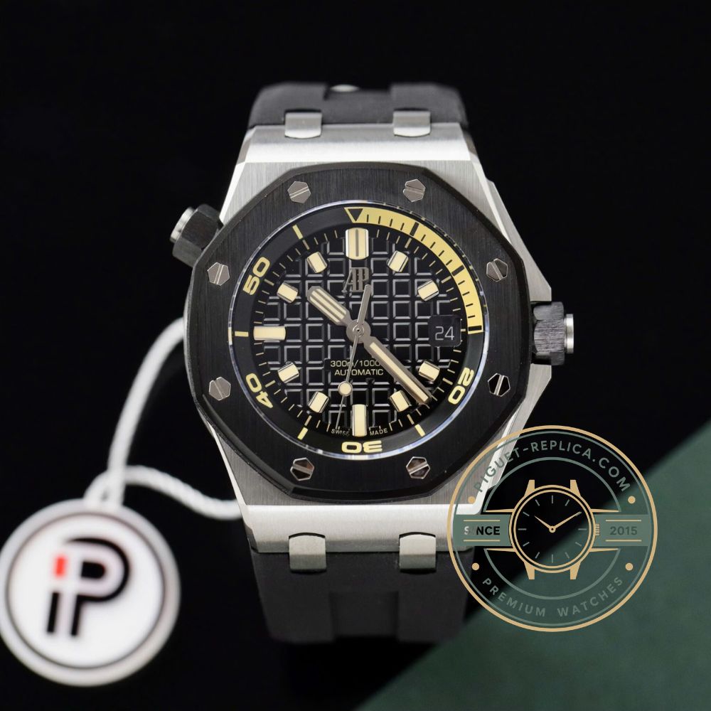 Audemars Piguet Offshore replica 42mm black dial watch with AP clone movement and luxury appearance