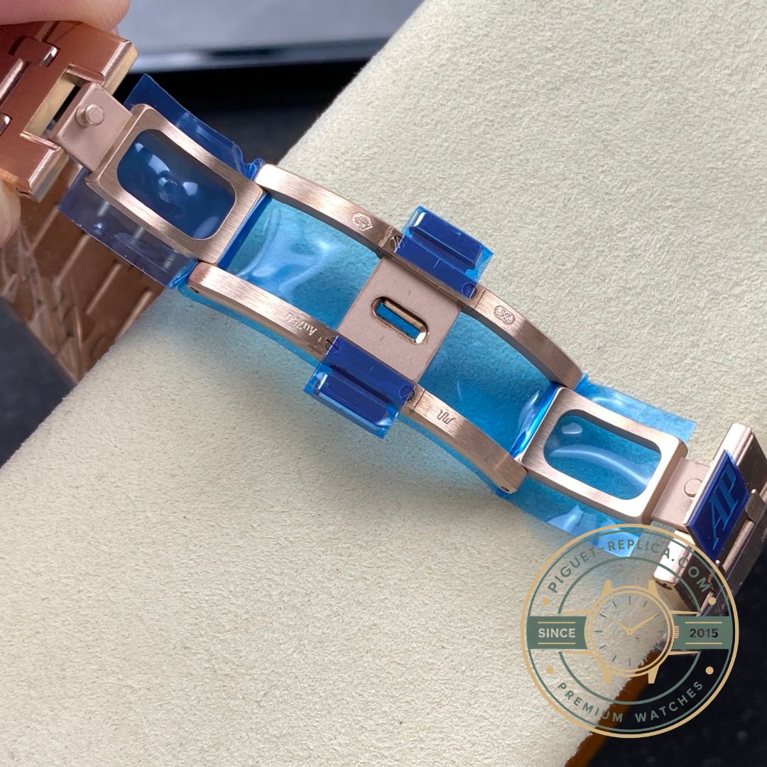 Super clone Audemars Piguet Royal Oak 26331OR replica in rose gold with blue dial