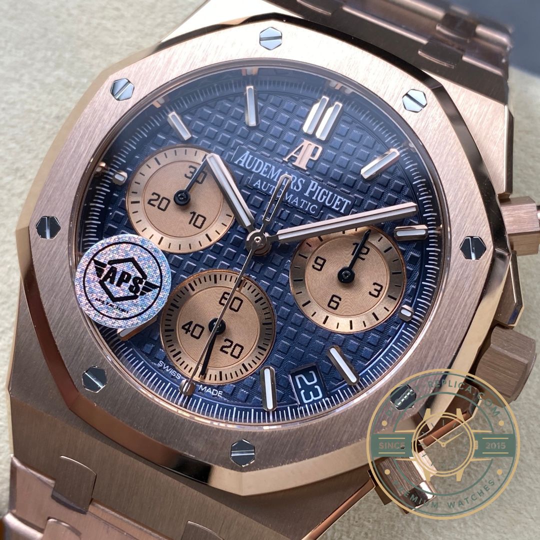 Audemars Piguet Royal Oak 26331OR replica watch with blue Grande Tapisserie dial