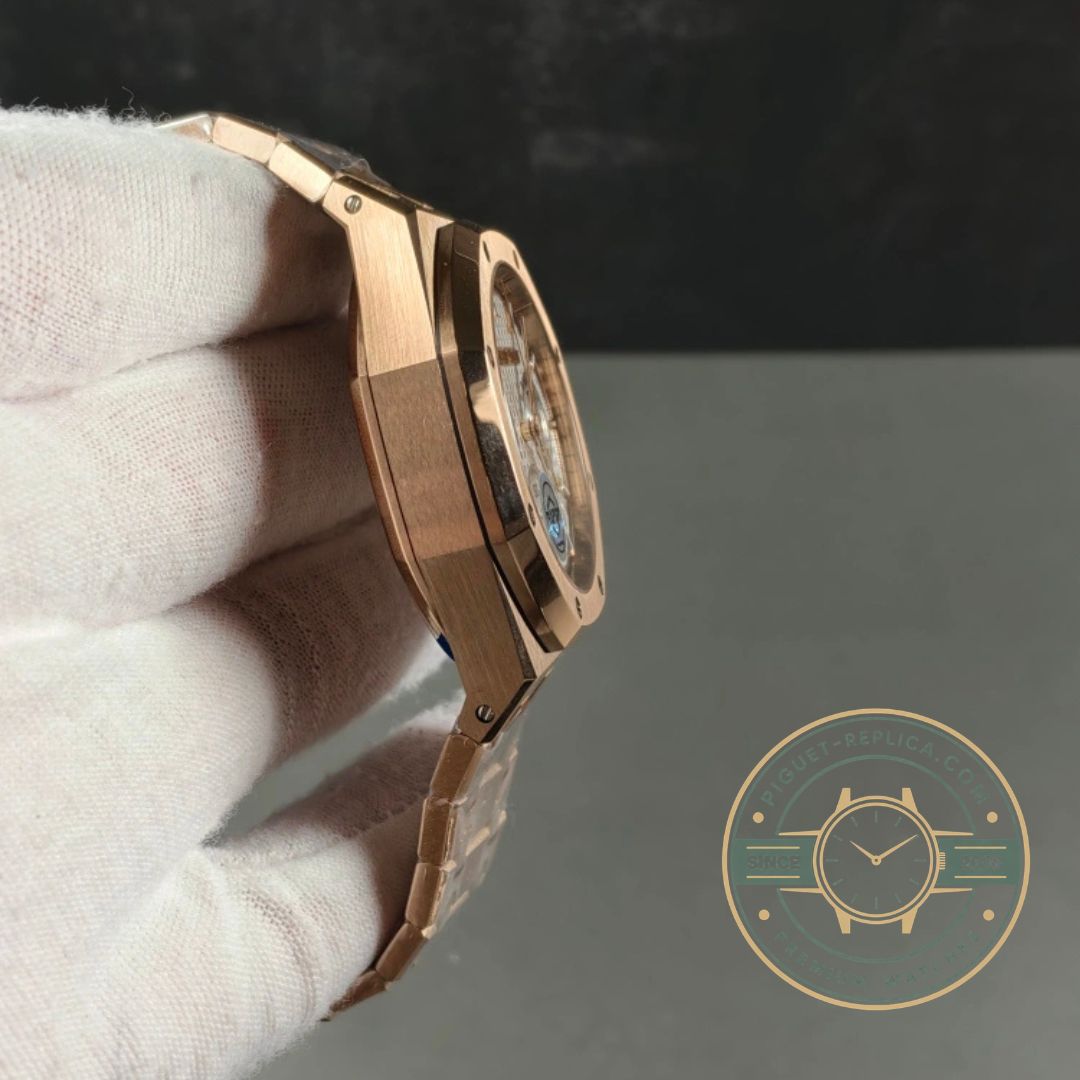 Super clone Audemars Piguet Royal Oak 26240OR replica with white dial and rose gold case