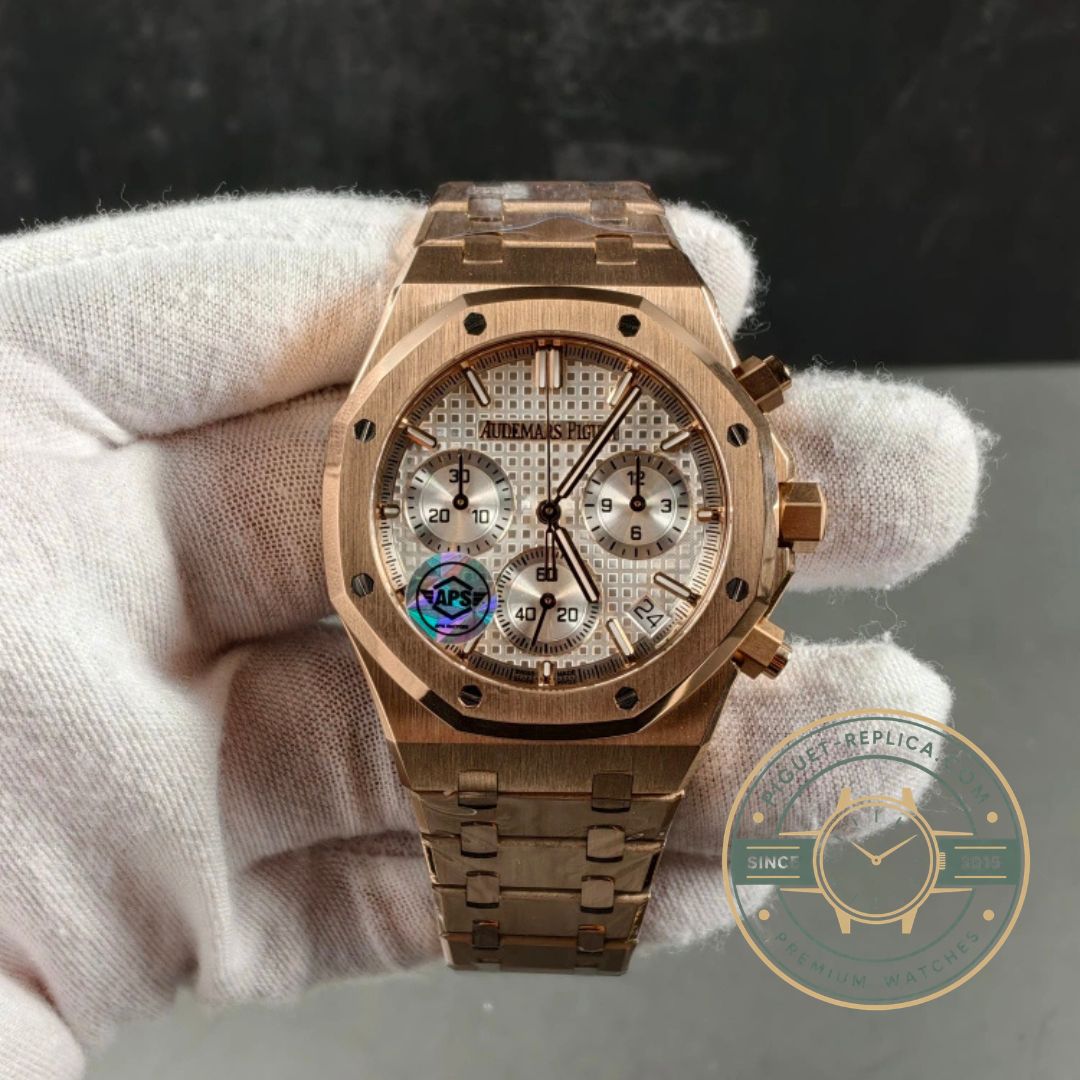 AP Royal Oak super clone 26240OR with white dial, rose gold bezel and chronograph