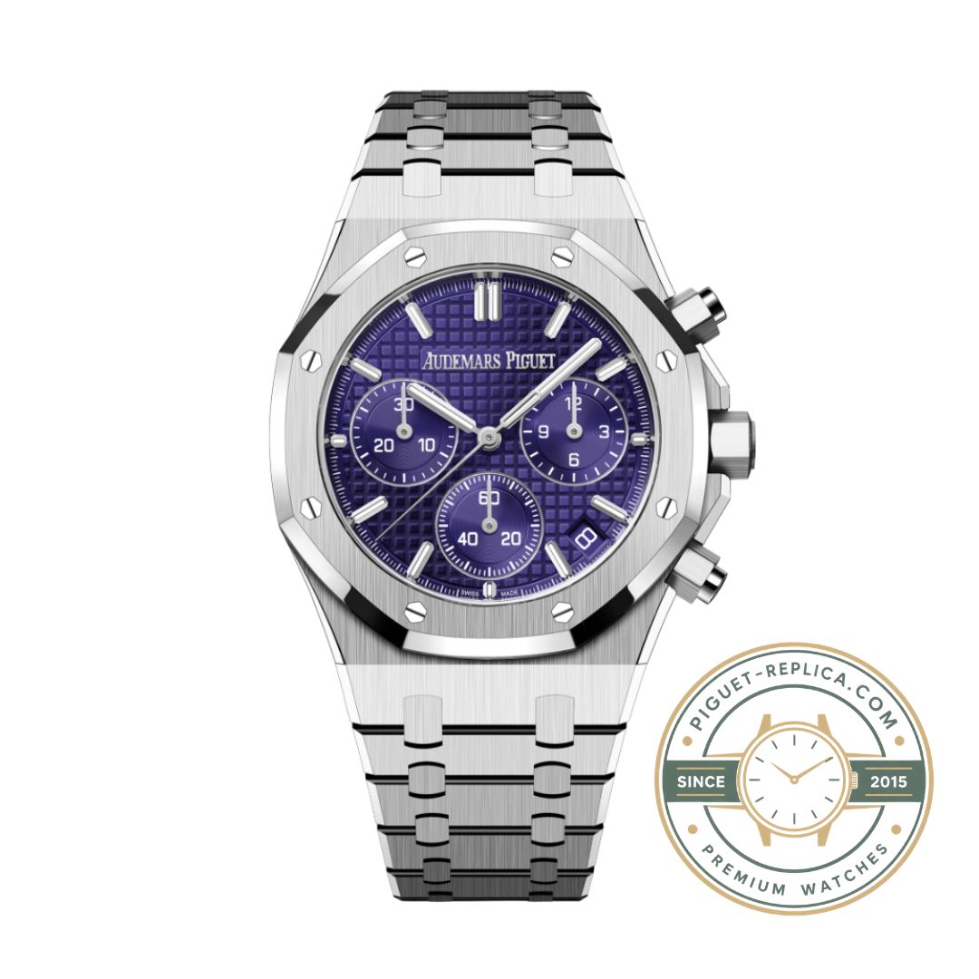 Audemars Piguet replica watch 26240BC with black dial and contrasting chronograph subdials
