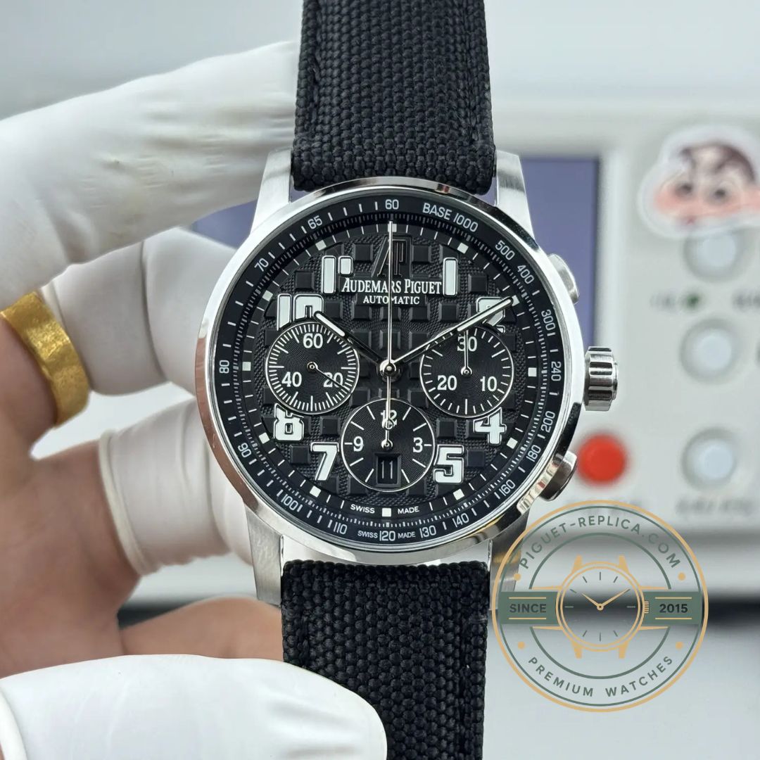 Audemars Piguet replica watch 26048 black dial with automatic movement details