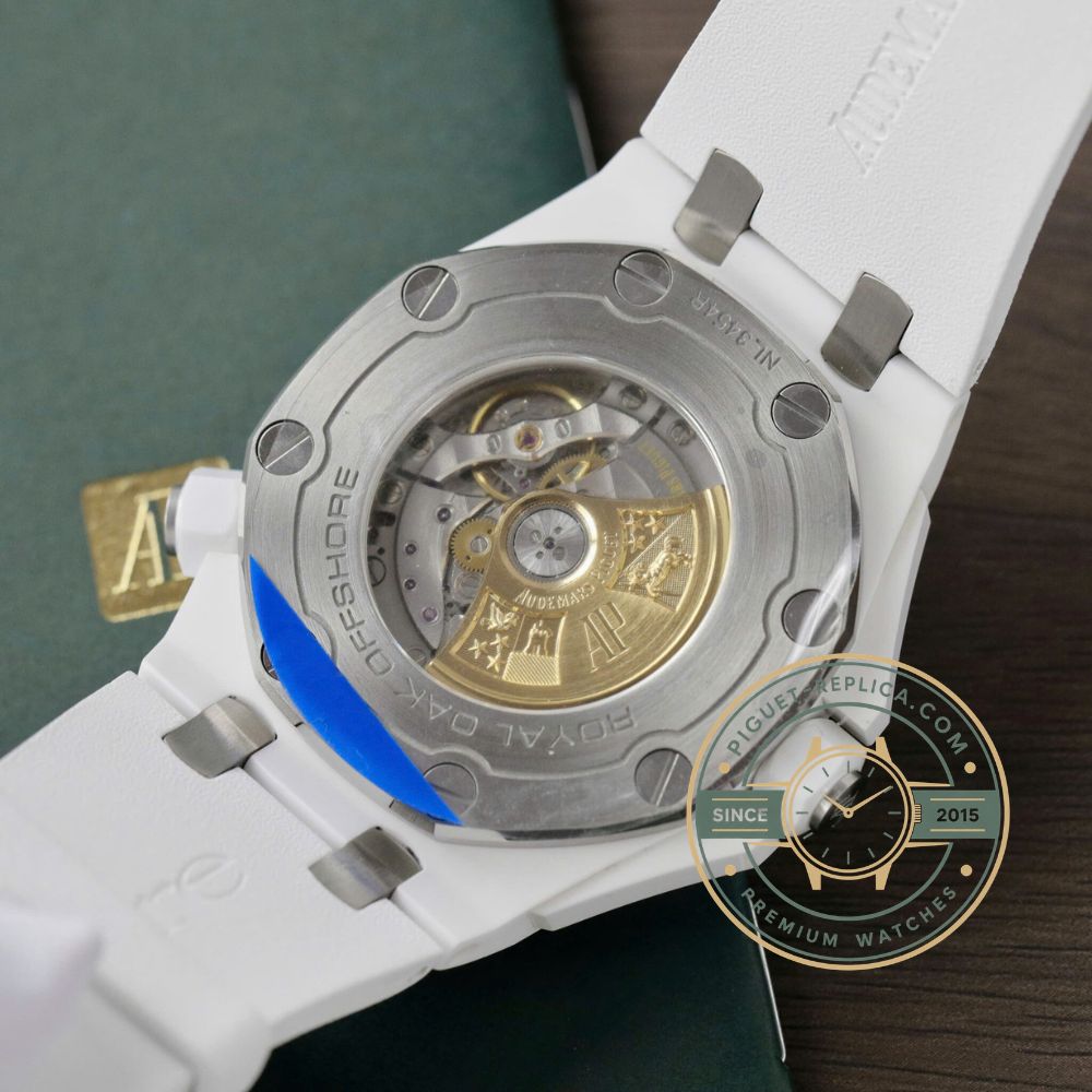 Royal Oak Offshore replica watch with white dial and 42mm ceramic case