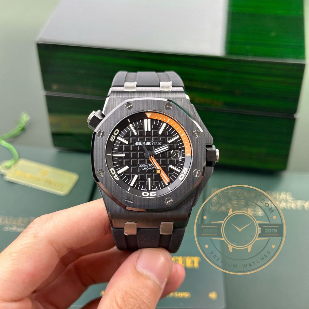 AP Royal Oak Offshore 15707CE super clone watch featuring black ceramic case, sapphire crystal, and premium Audemars Piguet replica finishing