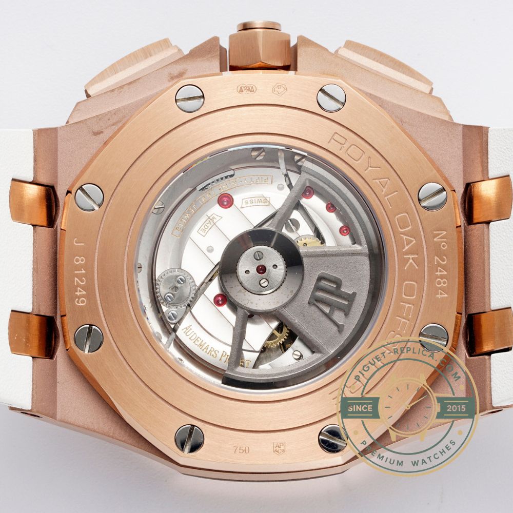 AP watch replica inspired by the Royal Oak Offshore with a white dial and automatic chronograph