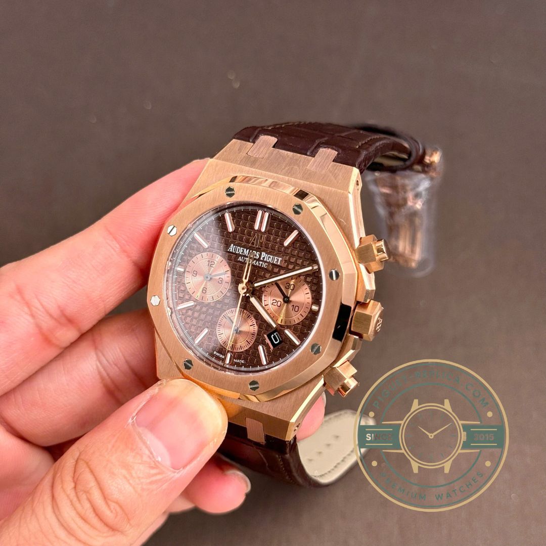Super Clone Audemars Piguet Royal Oak 26331OR.OO.D821CR.01 rose gold chronograph replica watch