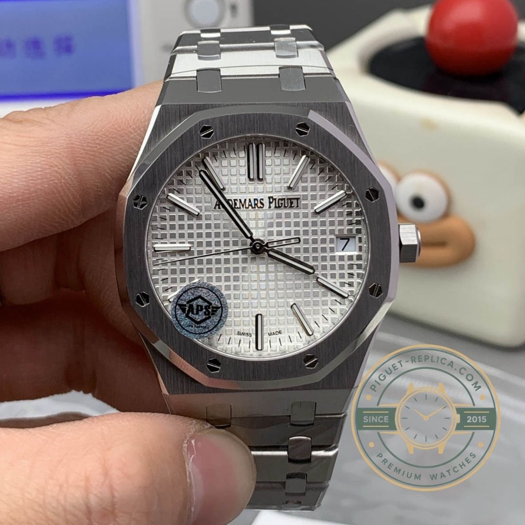 Audemars Piguet Royal Oak replica 15510 automatic watch featuring grey tapisserie dial and luxury octagonal case