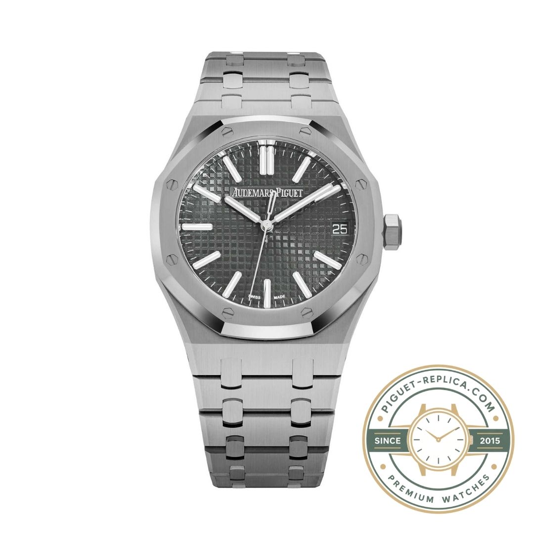 Audemars Piguet replica watch Royal Oak 50th anniversary edition with grey face and sapphire crystal