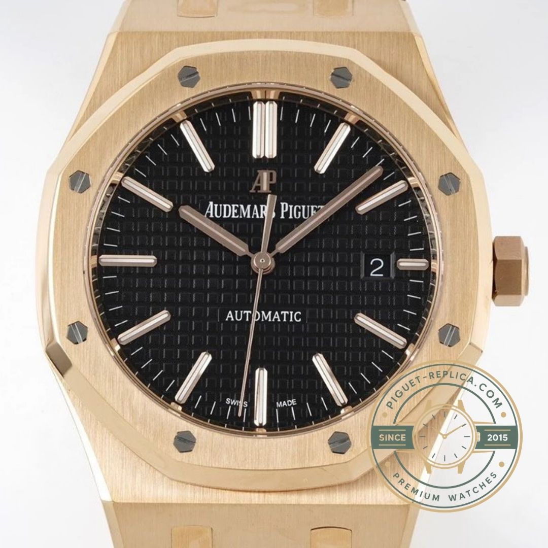 Royal Oak 15400OR replica watch showing rose gold case and octagonal bezel details