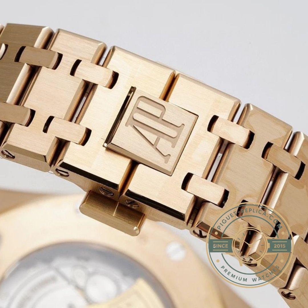 Audemars Piguet 15400OR replica watch automatic movement and detailed case back view