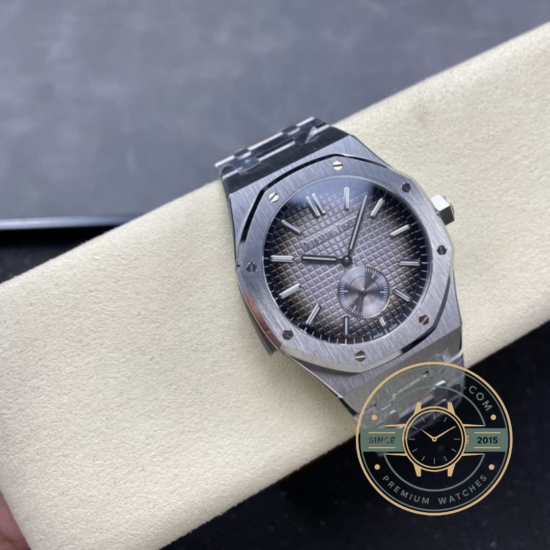 Replica Audemars Piguet Royal Oak titanium watch with integrated bracelet and sapphire crystal