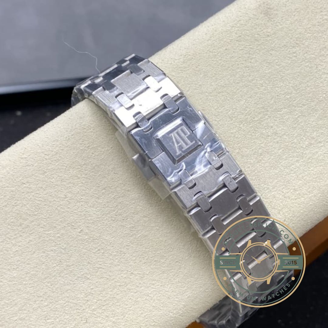 AP Royal Oak titanium replica black watch featuring lightweight ceramic-style finish