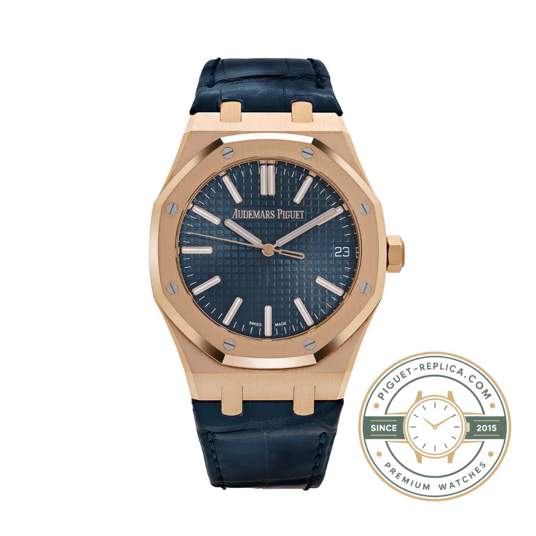 AP Royal Oak replica 15510OR in 18K rose gold with leather strap