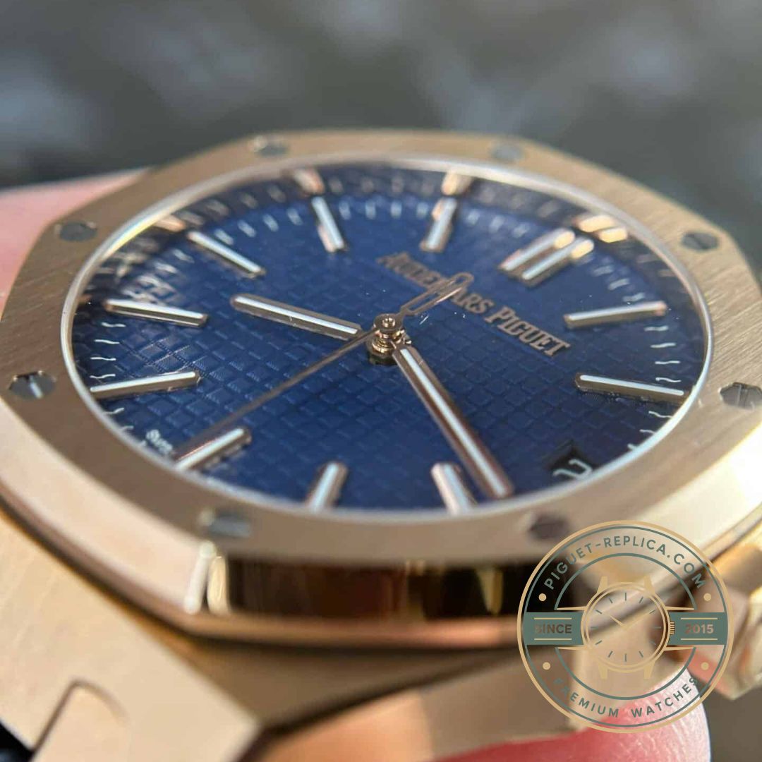 Audemars Piguet replica 15510OR with rose gold case and dark dial